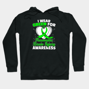 Tbi Awareness Hoodie - TBI Traumatic Brain Injury Awareness Green Ribbon by stockwell315designs
